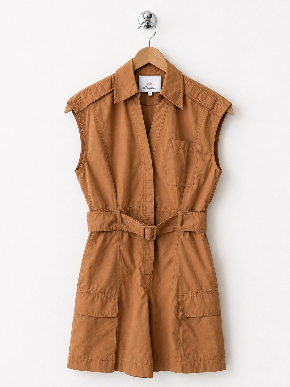 3.1 PHILIP LIM Camel Utility Belted Romper